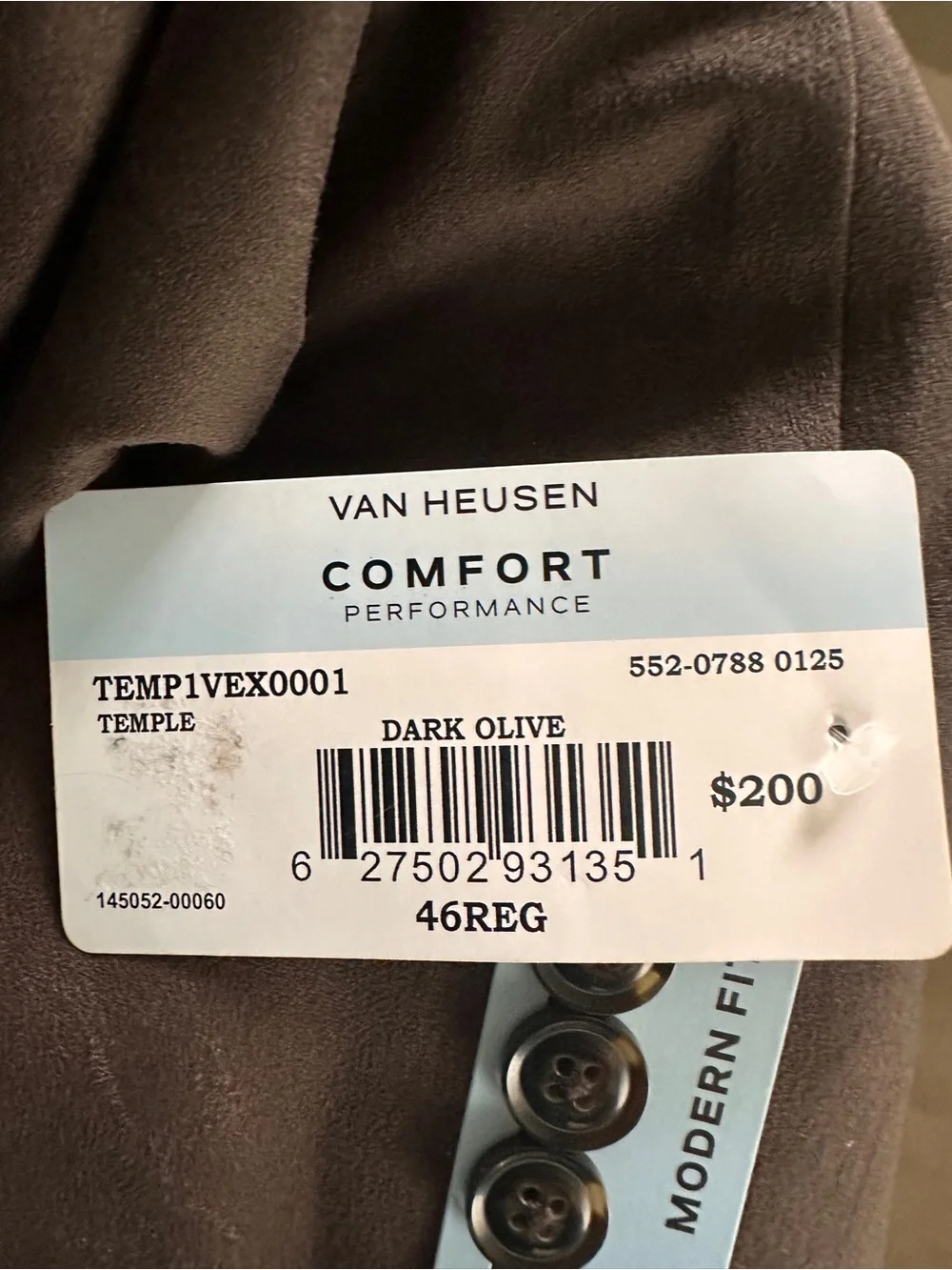 NWT Van Heusen Men's 46R Blazer Faux Suede Comfort Sport Coat Suit $200